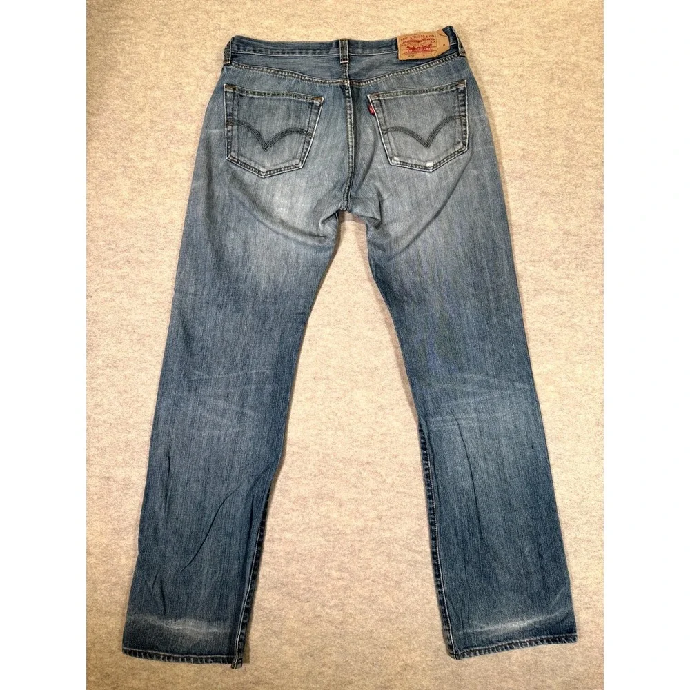 Levis 501 Straight Fit Jeans Men 36x36 Blue Denim Cotton Button Fly Mid Rise